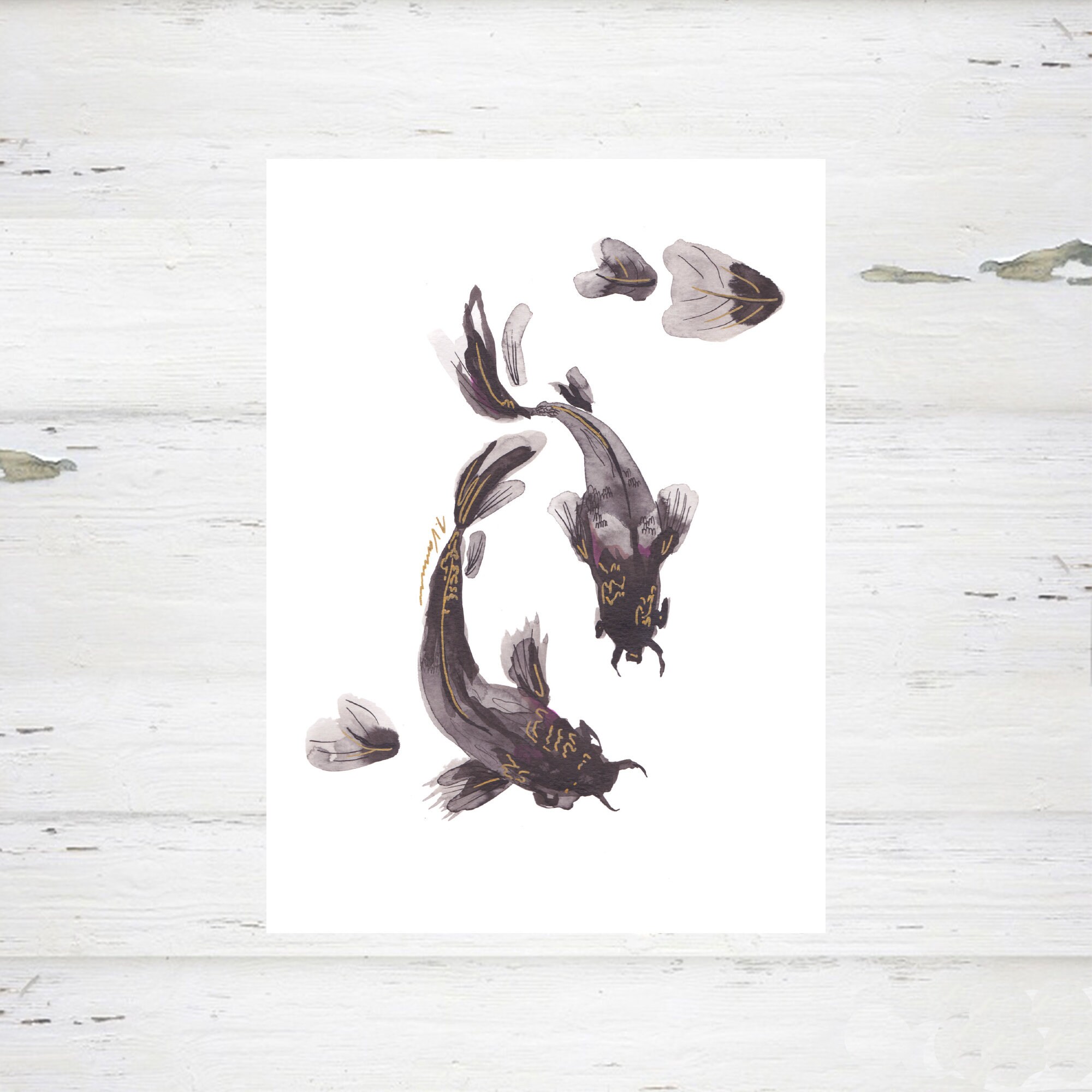 Ink Koi *japanische Tintenzeichnung* - Kunstdruck