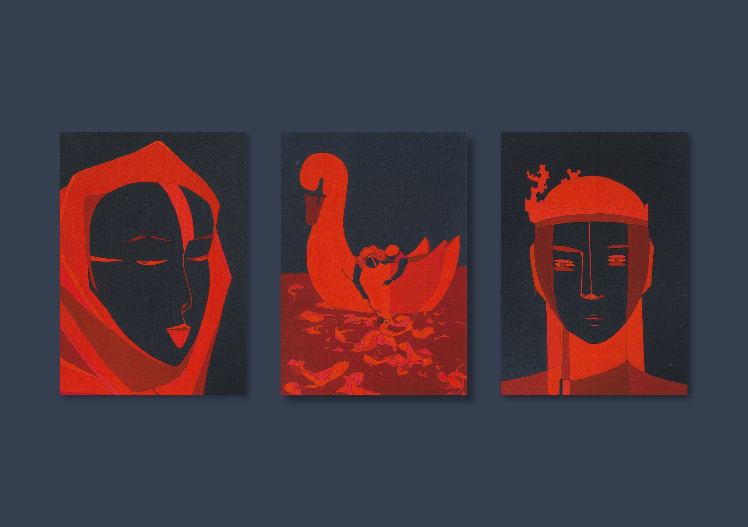 Red Swan Postkarten-Set von Omani Frei