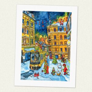 Kunstdruck Weihnachten am Eck
